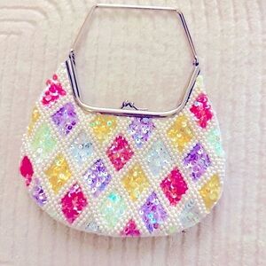 Tiny pastel beaded purse